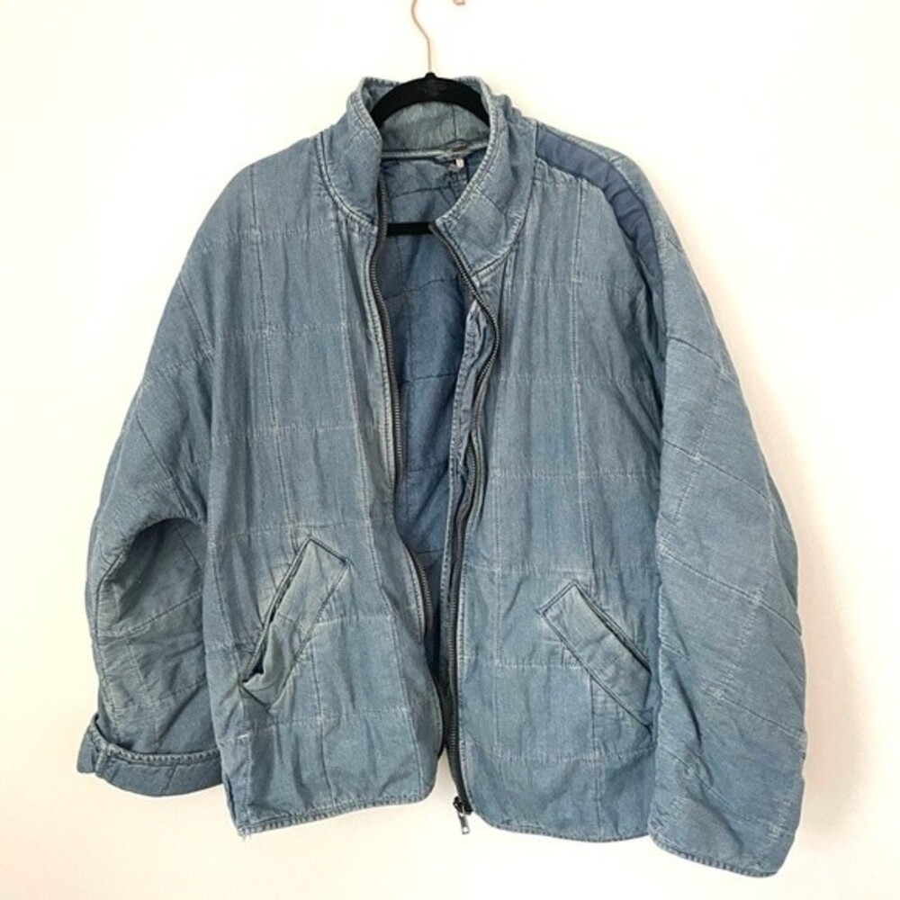 FREE PEOPLE Jacket womens DOLMAN QUILTED DENIM JACKET medium - Picture 7 of 13